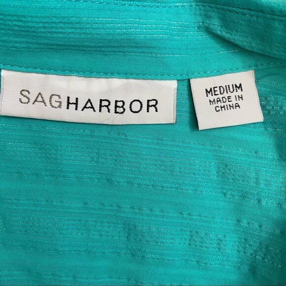 SagHarbor Turquoise Metallic Striped Button Down Shirt - Picture 4 of 12